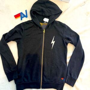 - - New with Tag kids Aviator Nation Zip up  Embroidered Bolt hoodie Size 8